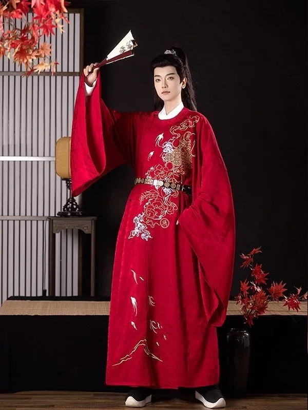 chu-river-han-dynasty-embroidered-round-neck-hanfu-set-traditional-chinese-costume-unisex-autumn-new-style-floral-pattern