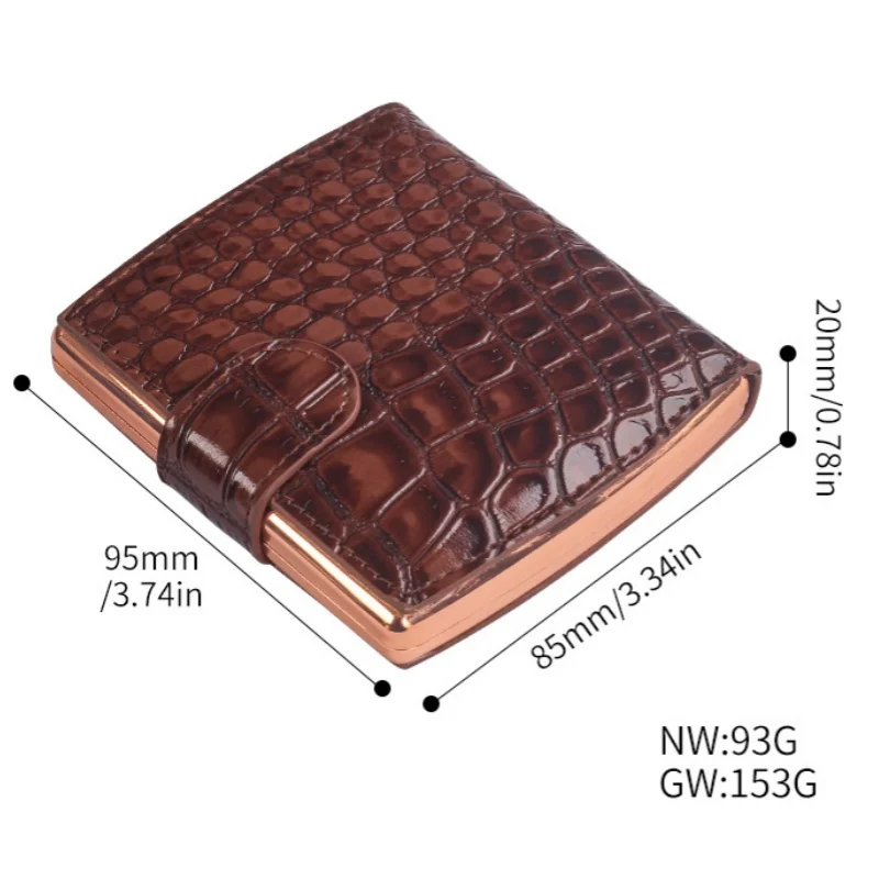 Leather Flip up Cigarette Box Portable Moisture-Proof Pressure-Resistant 10-Cigarette Holder Clip