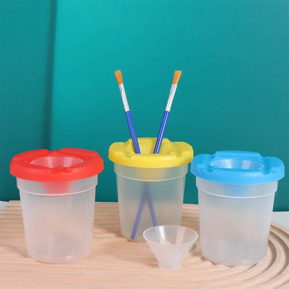 Multifunctional Painting Pen Washing Cup Plastic Transparent Children Paint Cups Convenient School Supplies