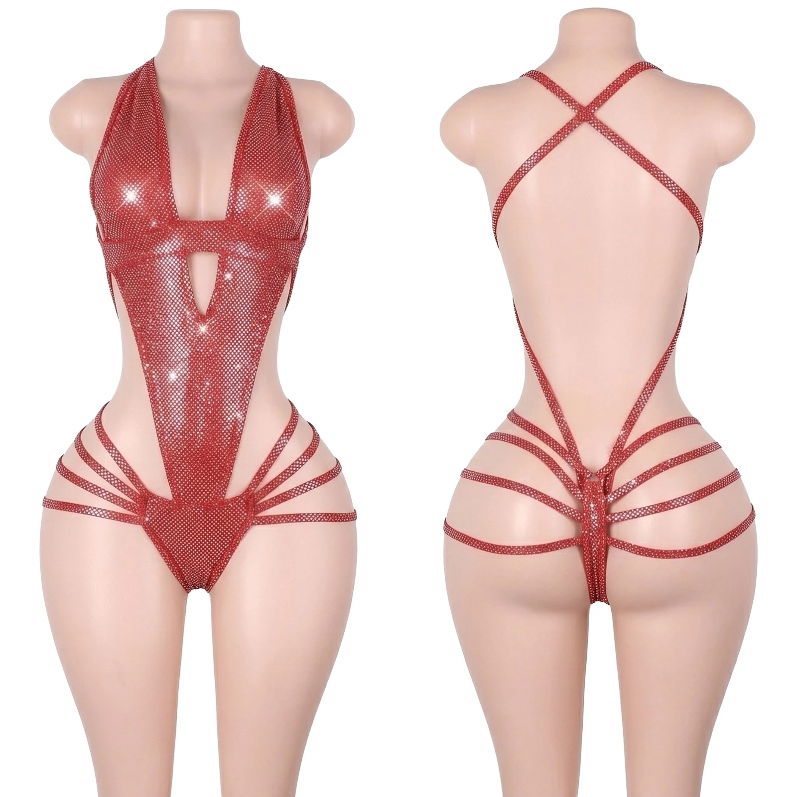 Factory Direct Exotic Dance Wear Spotted Silver Sequins Pole Dance Clothes Club Wear Underwear Bodysuits Stage Gear