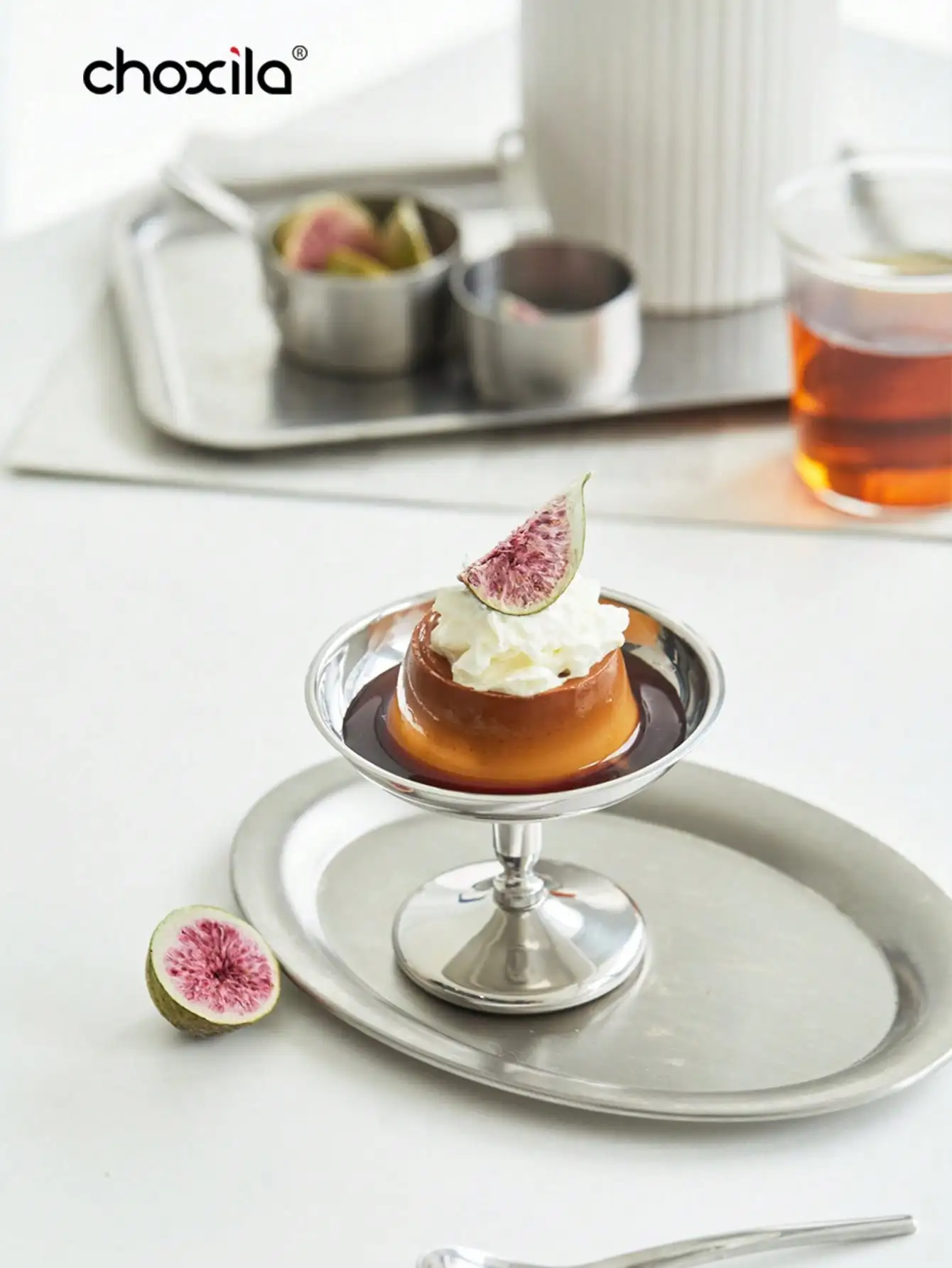 1pc Dessert Plate Stainless Steel Ice Cream Cup Tall Cup Bowl Afternoon Tea Pudding Dessert Cup Cute Plates Candlestick