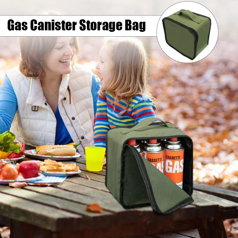 Camping Gas Tank Storage Bag Large Capacity Canvas Gas Canister Picnic Organizer Stovegas Tank Cookware Set Storage Bags