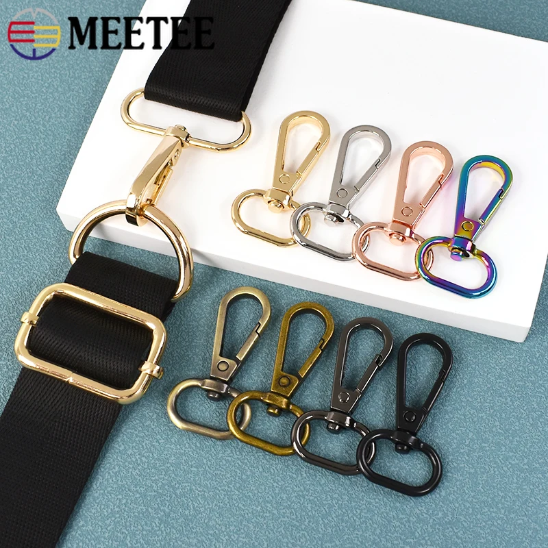 10Pcs Meetee 13-50mm Metal Lobster Clasp Swivel Handbag Buckle Bag Webbing Connector Trigger Snap Hook DIY Hardware Accessories