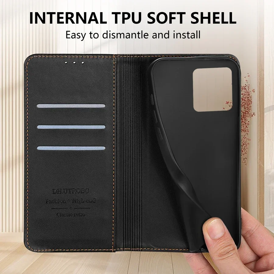 Portfel Przyjazny dla skóry magnetyczny futerał z klapką na kartę dla Xiaomi 14T 13T 11T Poco X6 C65 C75 Redmi 14C 13C 13 12C 10C 9A 9C — zdjęcie 6