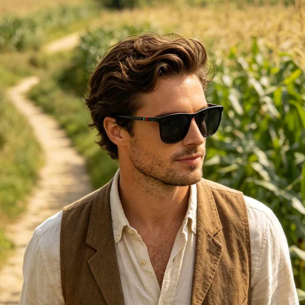 Polarisierte rechteckige Sonnenbrille für Männer und Frauen, Anti-UV400-Brille, Reise- und Outdoor-Sportbrille