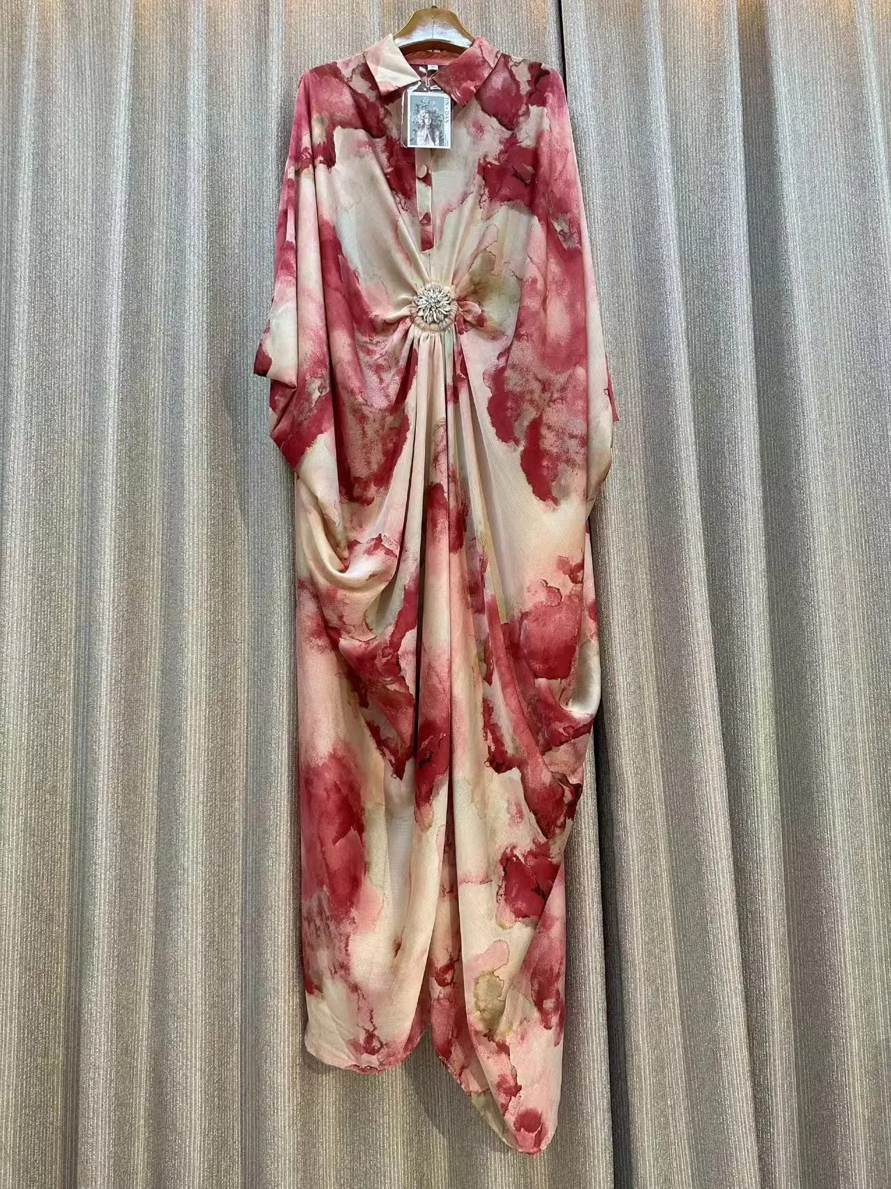 

Women France Vintage Print Long Dress 2025 Autumn Sashes Pleated Maxi Dress Female Elegant High Quality Party Evening skirt