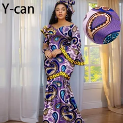 New Fashion African Birthday Dresses for Women Luxury Ankara Print Slim Fit Women Dress Wedding Party Gown 2525002