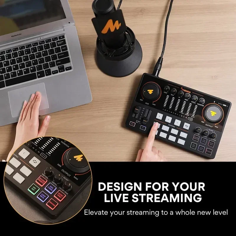hot sale Equipo de interfaz de Audio para Podcast, tarjeta  sonido estudio con micrófono condensador XLR  grabación en Stream