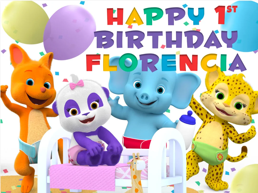 7x5ft Personalized Baby Animal Word Party Happy Birthday Custom Washable Wrinkle Free Photo Background Backdrop Polyester Fabric