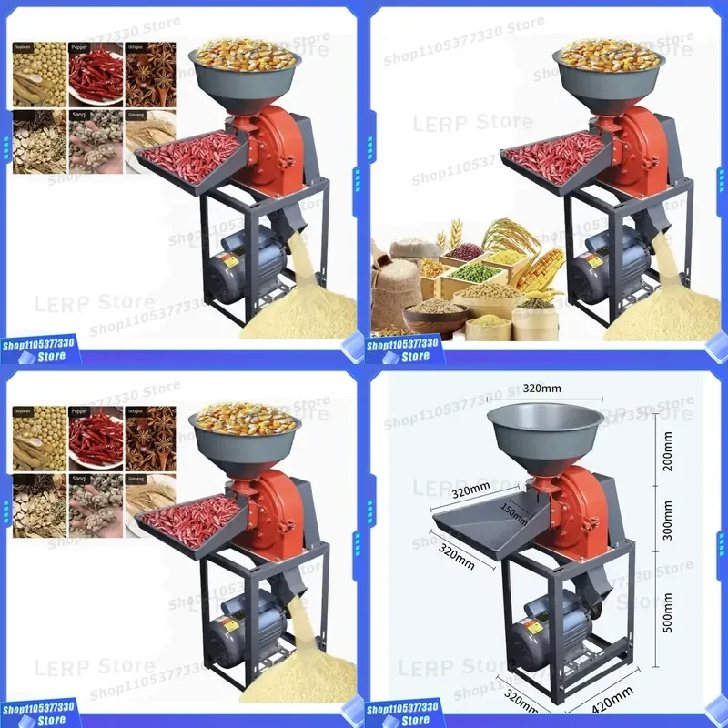 Electric Grain Mill Household Hammer Crusher Machine for Corn Wheat Beans Dry Food Grinder Kitchen Appliance Direct Sale