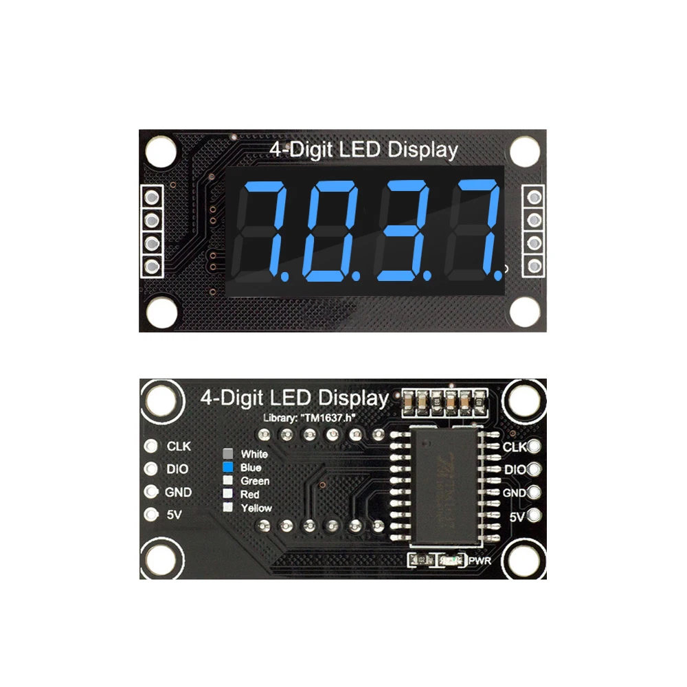 TM1637 LED Display Module for Arduino 4 Digit 7 Segment 0.36 inch Time Clock Indicator Tube Module Red Blue Green Yellow White