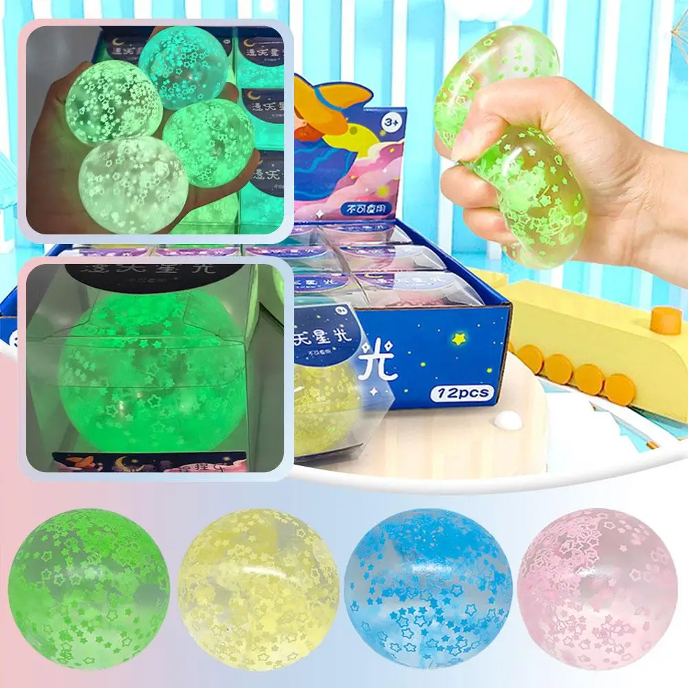 1 pz palla elastica maltosio palla di decompressione stelle incandescenti forma bambini spremere giocattoli palla colorata Fidget giocattolo colore casuale