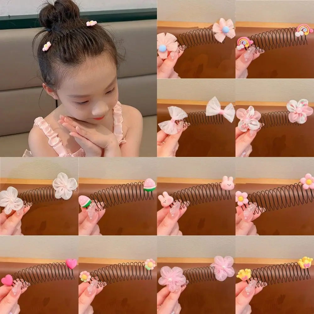 

Fashion Spring U Shape Hair Styling Comb Fixed Combs Hair Wear Invisible Extra Hair Holder Cartoon Design Flower Children