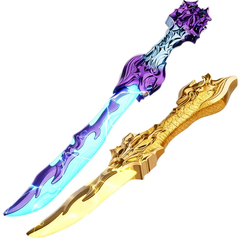 RGB-LED-Licht aus Kunststoff, leuchtet im Dunkeln, kurzes Lichtschwert, faltbares Schwert, Spielzeug, einziehbares Laserschwert im Freien, für Jungen, Kinder, Geschenk