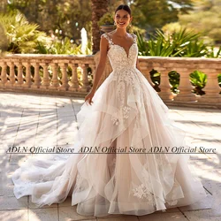 Gorgeous Ball Gown Wedding Dress Customized Cap Sleeve V Neck Open Back Ruffles Applique Bridal Gown for Bride Vestido De Noiva