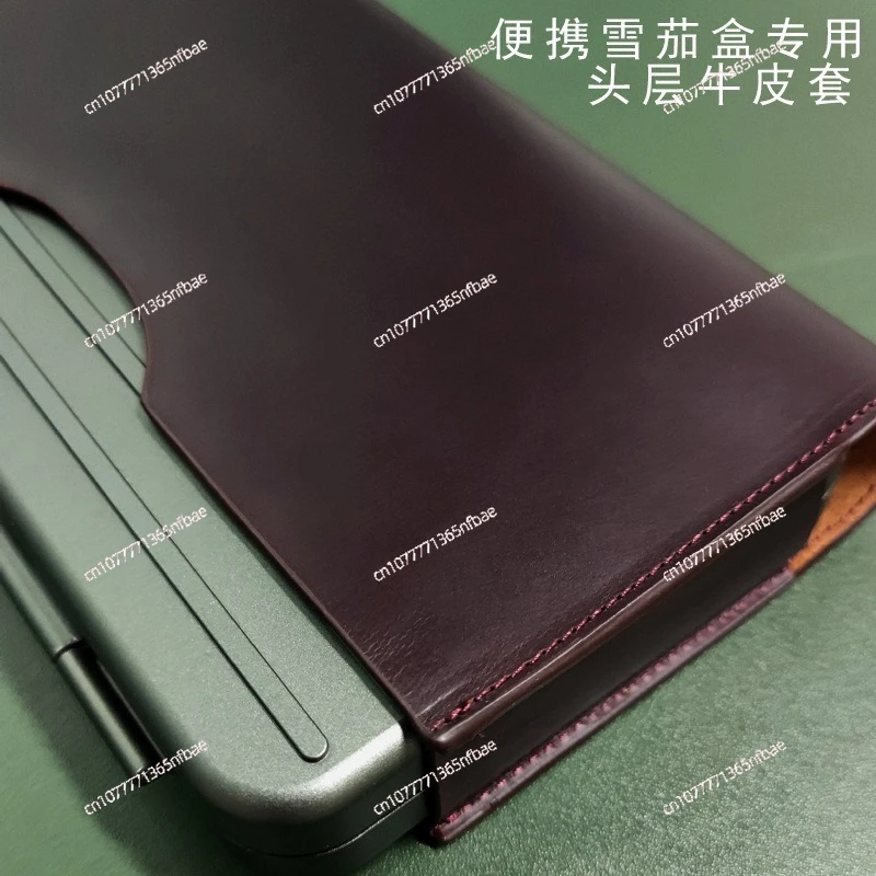 Portable Cigar Case with Special Genuine Leather Protective Cover, Lightweight Aluminum Alloy for Outdoor Travel