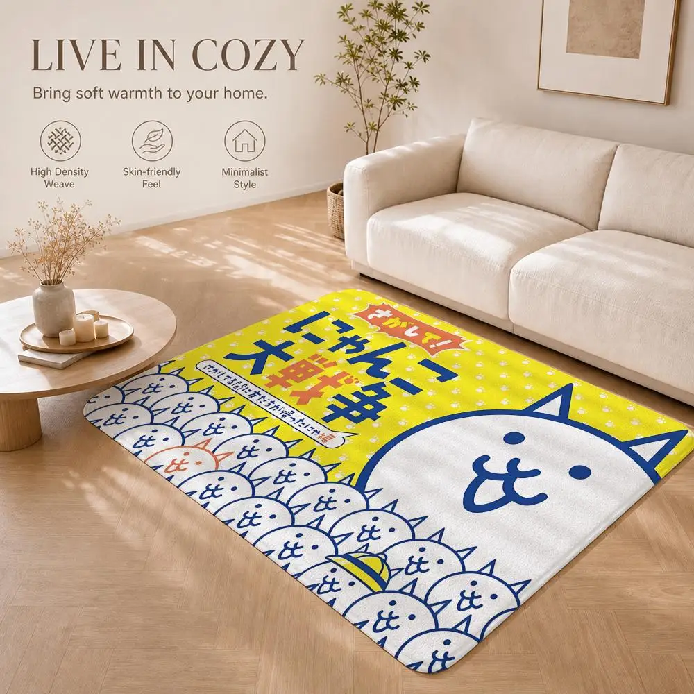 Mobile Game T-The Battle Cats Floor Mat Non-Slip Absorbent Floor Mat Decorative Rug for Home Bathroom Bedroom Entryway