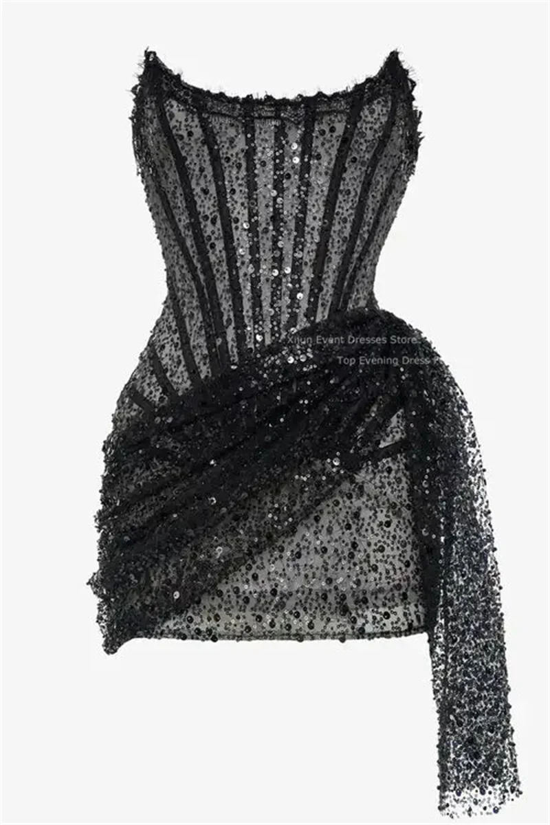 Xijun Glitter Sexy Zomer Avondjurk Verjaardagsfeestje Jurken Mini Corset Club Prom Jurk Voor Zwarte Meisjes Prom Gown 2023 Sequin