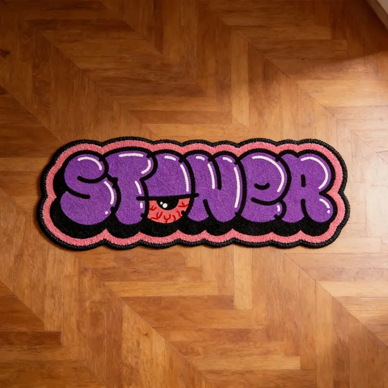 VIKAMA Tapis à lettres graffiti amusantes, décoration créative pour la maison, tapis moelleux et doux pour chambre à coucher, salon, porche, salle de bain, couloir