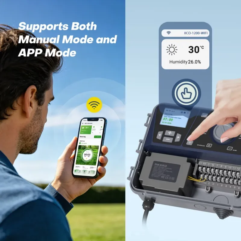 Inkbird 12 Station Smart Sprinkler Controller WiFi Irrigation Timer Independent Zone Control APP Scheduling for Farm view 6