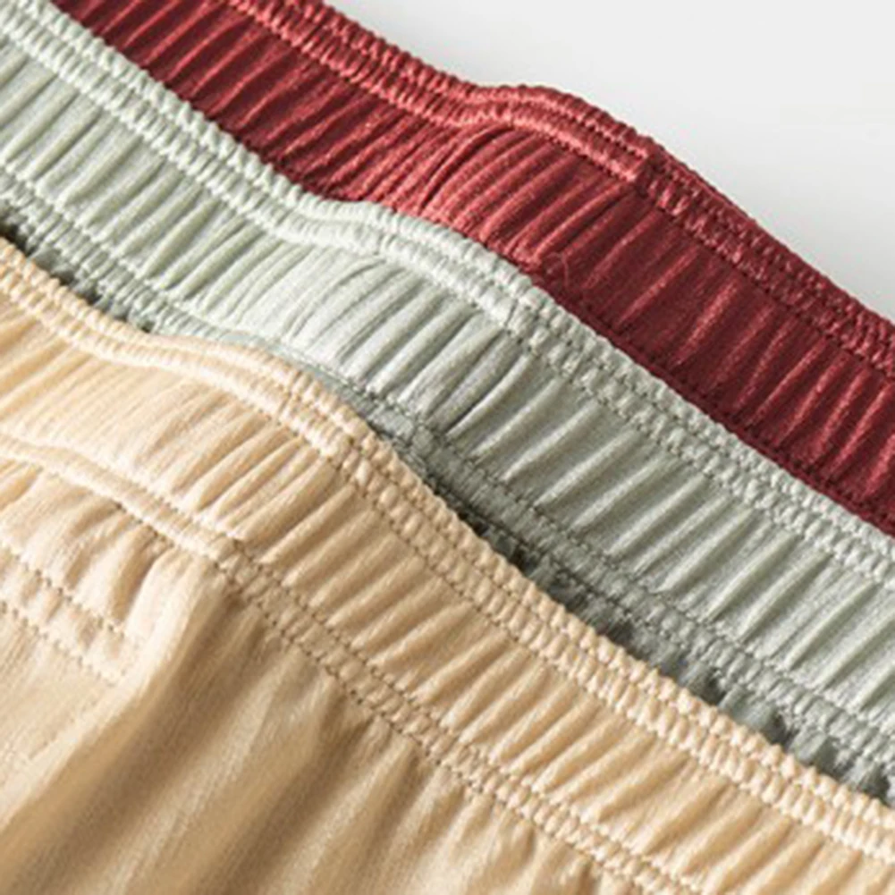 Men Ice Silk Loose Panties Satin Boxer Shorts Adult Underwear Costume Solid Calcinha Elastic Waist Pajama Pants Men's Briefs