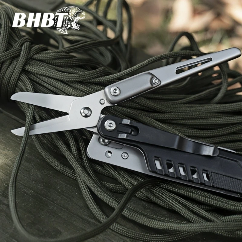 BHBT 6 IN 1 Multitool Scissors Detachable Knife Outdoor Folding Knife Screwdriver Multifunction Pocket EDC Multi Tools