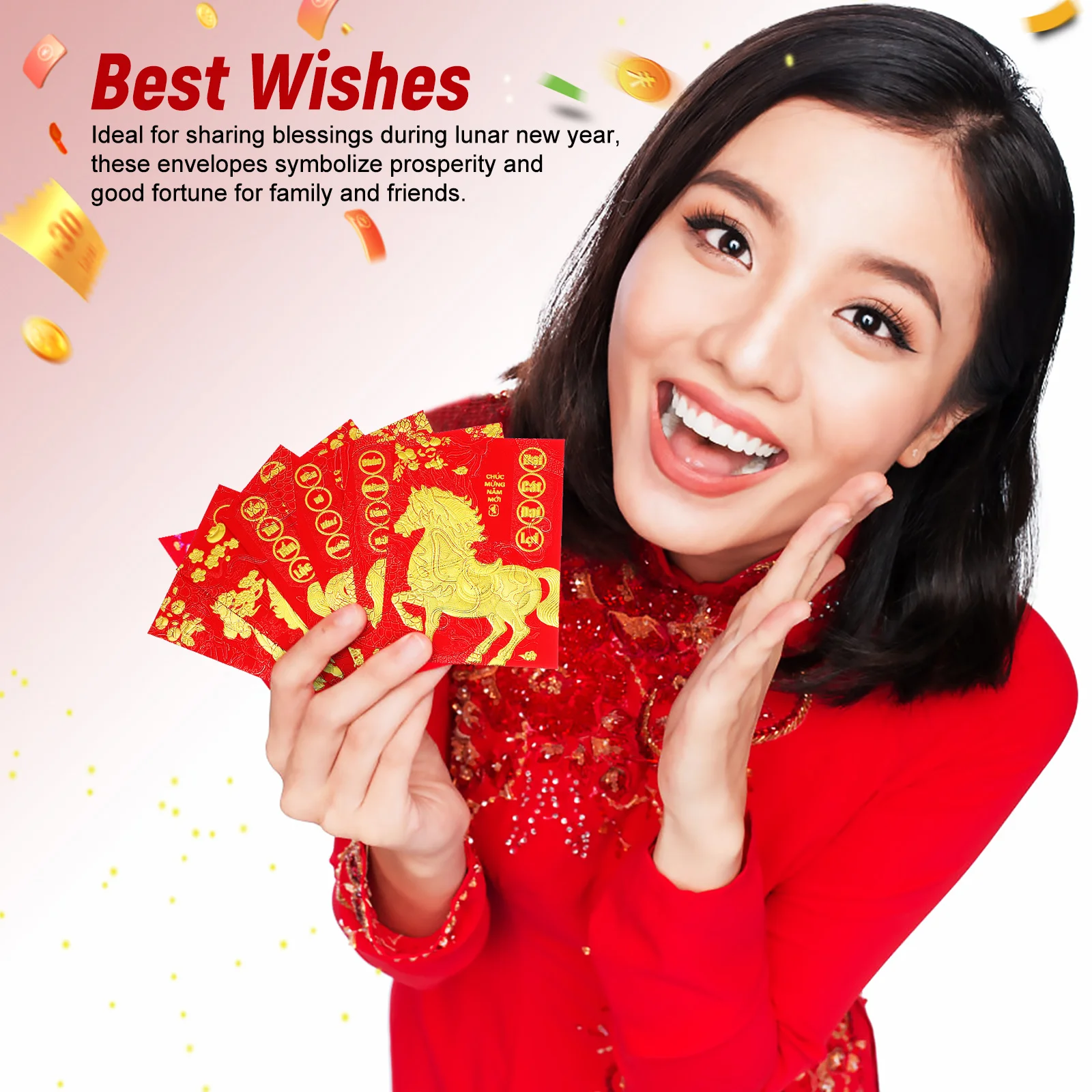 

120pcs Vietnamese New Year Red Envelope Hong Bao Li Xi Vietnamese Red Packet for for Chinese Spring Festival 2026 Horse New Year
