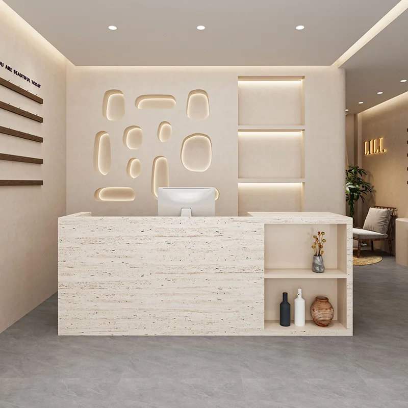 

Simple anti-travertine tide brand clothing store front desk yoga beauty salon reception desk health center teahouse checkout pag