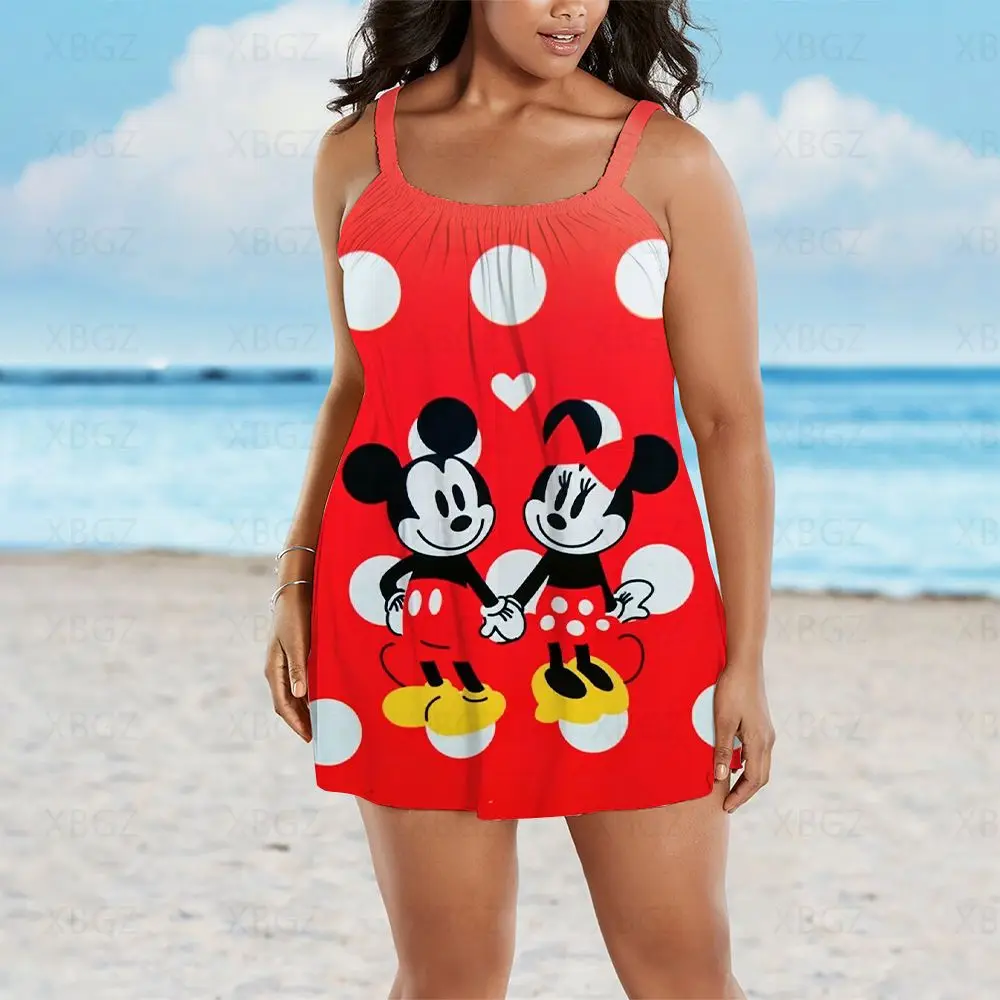 Summer Dresses Woman 2022 Plus Size Outfits Minnie Mouse Women\'s Free Shipping Sling Disney Sexy Sleeveless Boho Mickey Loose