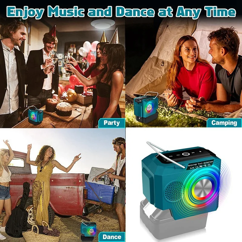 Wireless Bluetooth Speaker For  18V Li-Ion Battery, Cordless Loudspeaker Amplifier For Camping & Parties