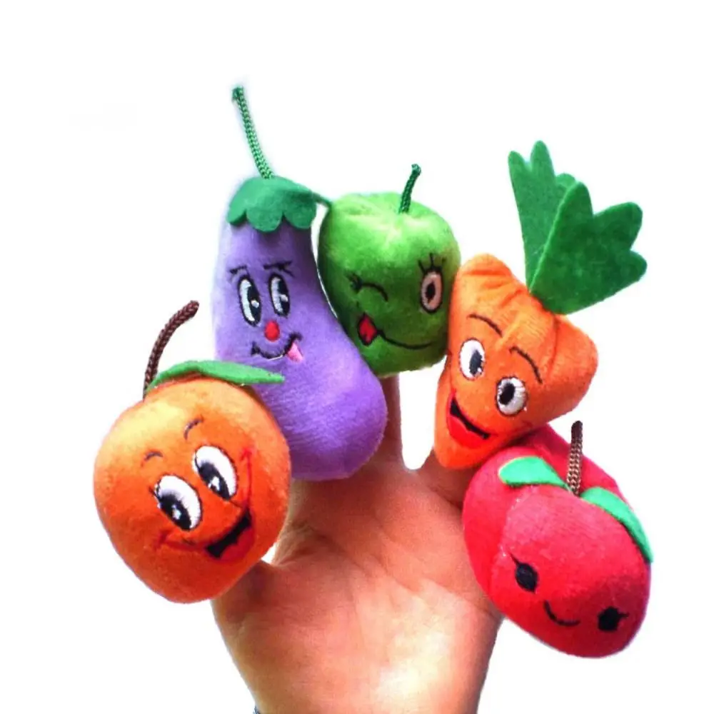 10 PCS Fun Cartoon Fruit/Vegetable Finger Puppets Toys Cute Mini Educational Cognitive Toy Teaching Different Plush Doll Kids