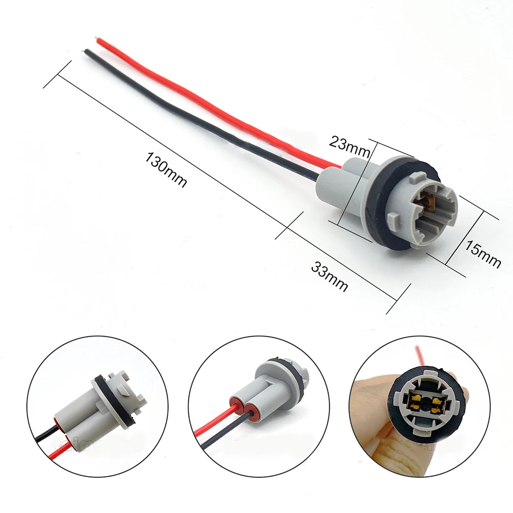 Rubber straight connector with wires, w5w lamp connectors, T10 lamp Chuck, T10 auto lamp connector with wires