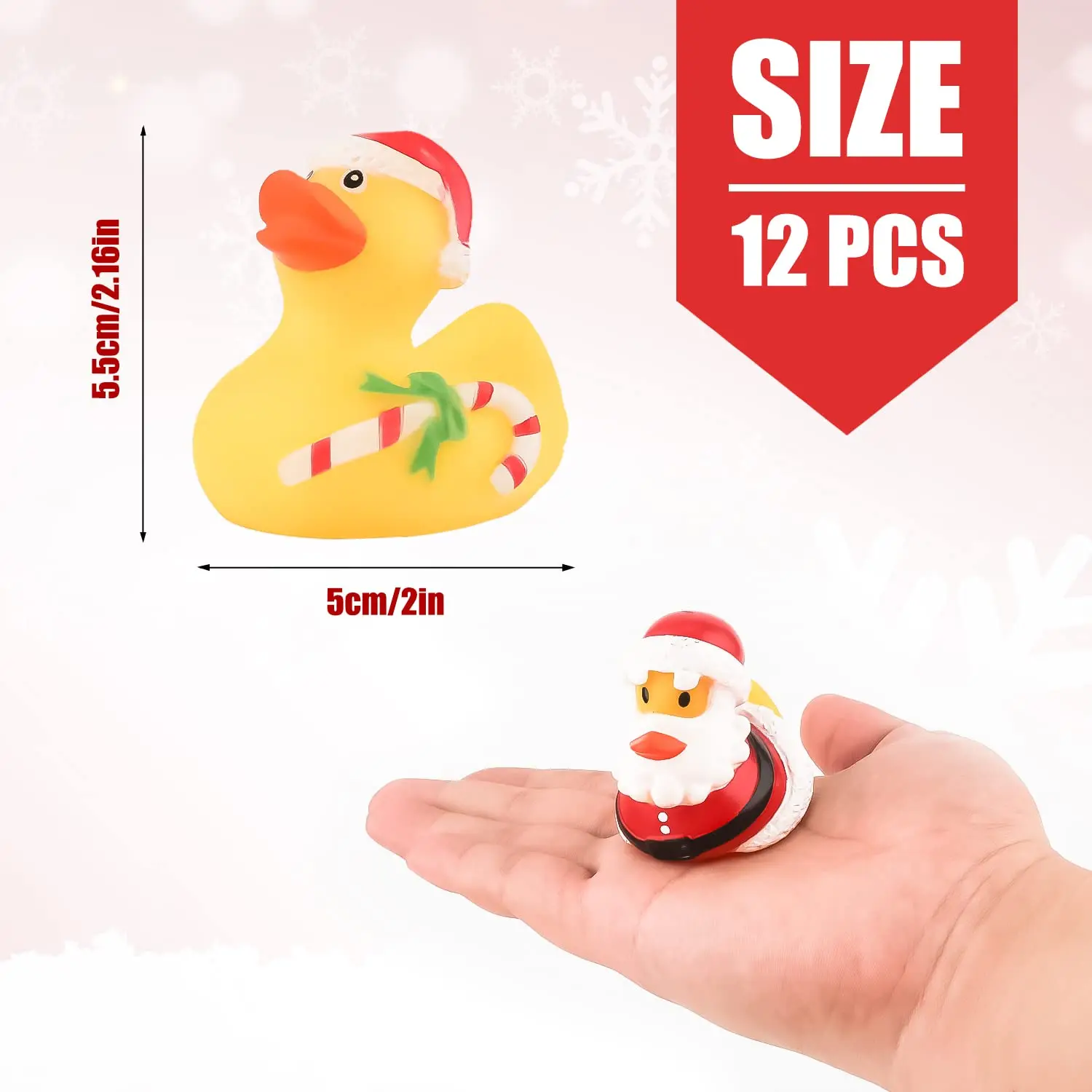 Caoutchouc Ducky DLIGHTDucking pour les fêtes de Noël, jouets mignons pour les fêtes, 2 pièces, 6 pièces, 12 pièces