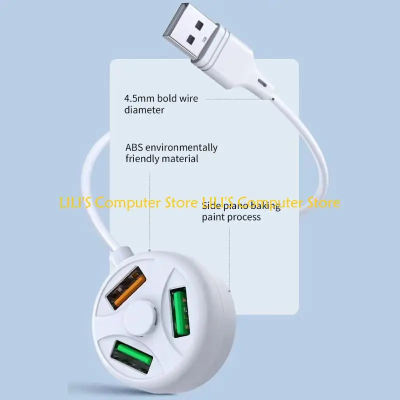 A52B Portable USB2.0 Charging Hub with 3 Port Multi USB Port Expander USB Splitter