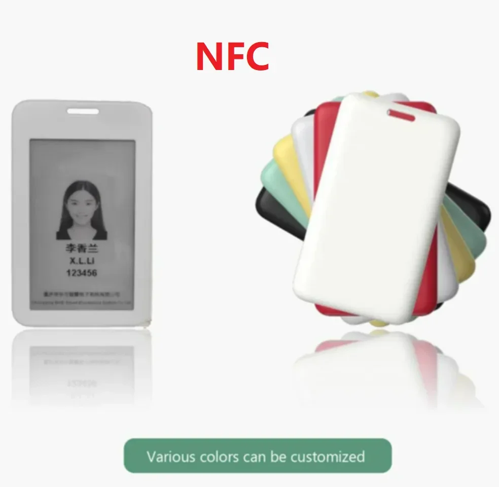 Mobile APP Refresh Only NFC Eink Screen Badge Staff Card Visitor Badge EsL Price Tag Smart ID Card E-paper Display Battery Free