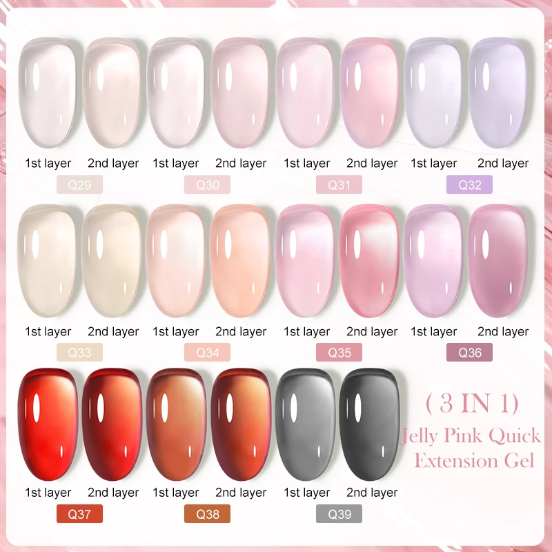 LILYCUTE 7ML Pink Nude Quick Extension Gel Polish Jelly Transparent Semi Permanent UV Gel Nail Art Construction Gel Varnish DIY