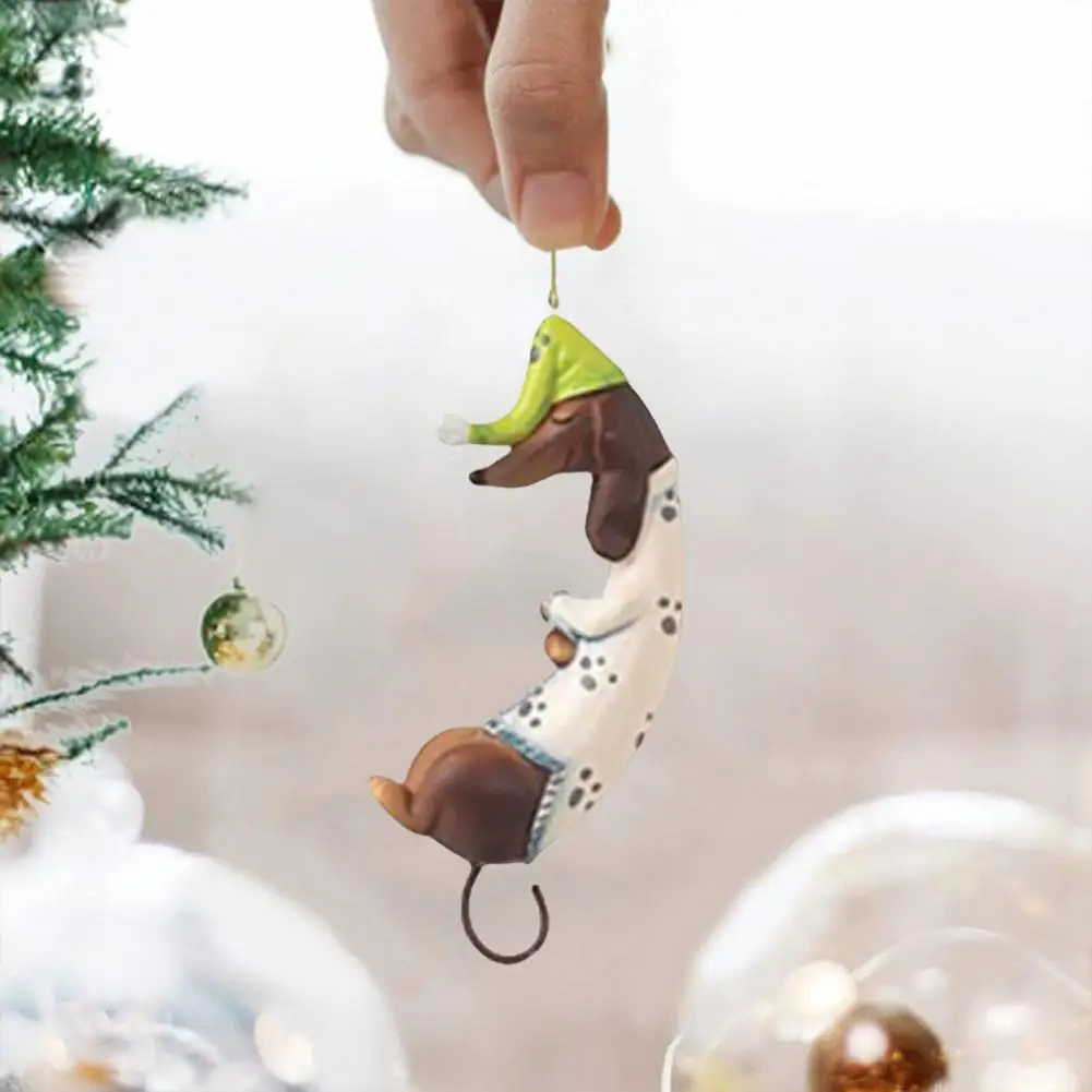 Dog Shape Ornament Acrylic Sausage Dog Pendants for Christmas Tree Car Decor Colorful Aerosphere Hanging Ornament Gift for Dog