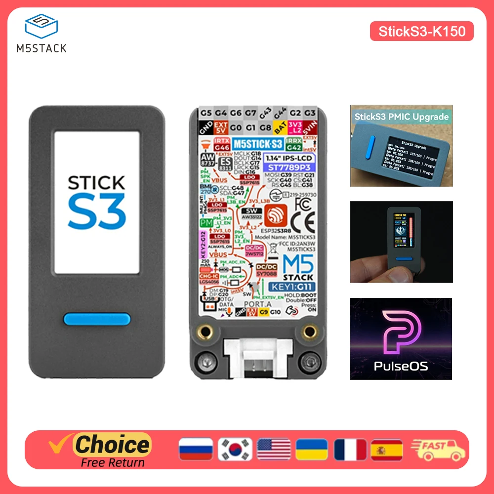 M5Stack StickS3 StickC PLUS2 (Upgraded Version) ESP32-S3 8MB Flash PSRAM Programmable Controller for IoT Development