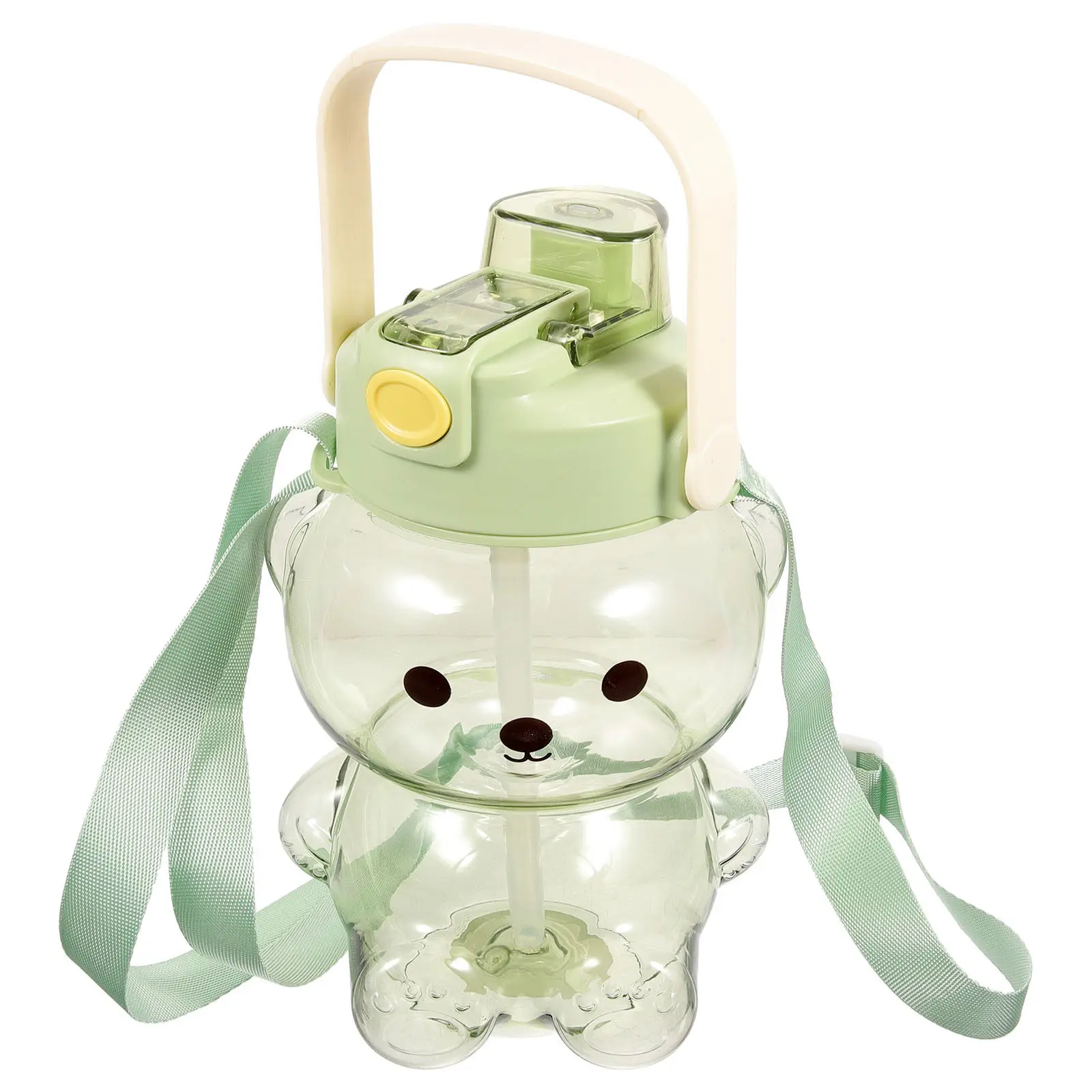 Extra Large Bear Design Portable Water Bottle – Leak-Proof, Straw, Adjustable Strap for Sports, Hiking, Biking, Camping