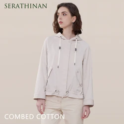 K2101W-Sudadera con capucha de manga larga para mujer, ropa de lujo de algodón peinado, primavera y otoño, 2024