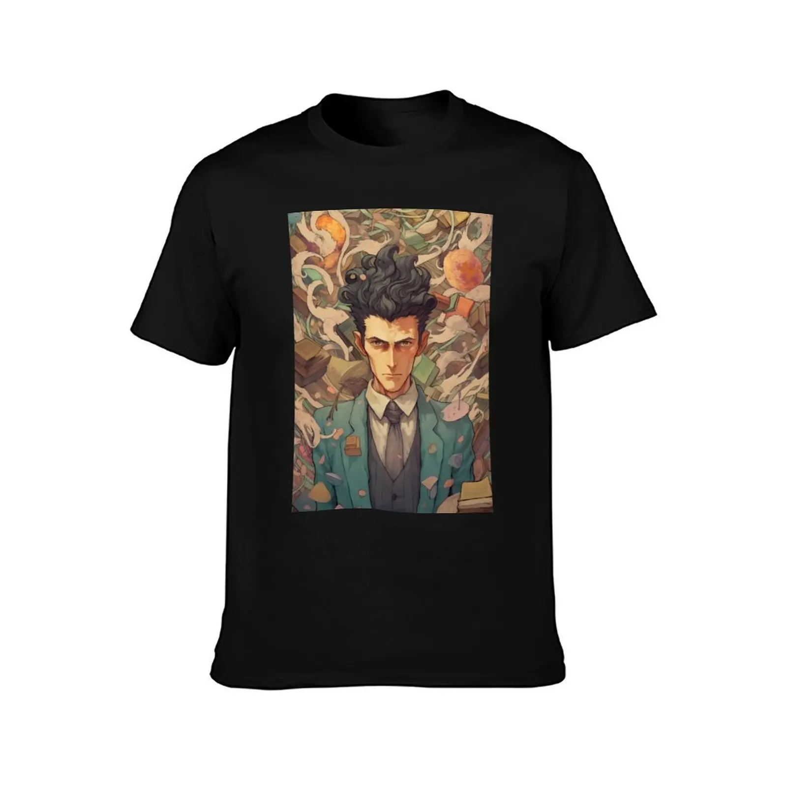 Ludwig Wittgenstein in anime style T-Shirt t shirt for man 100 percent cotton T-Shirt