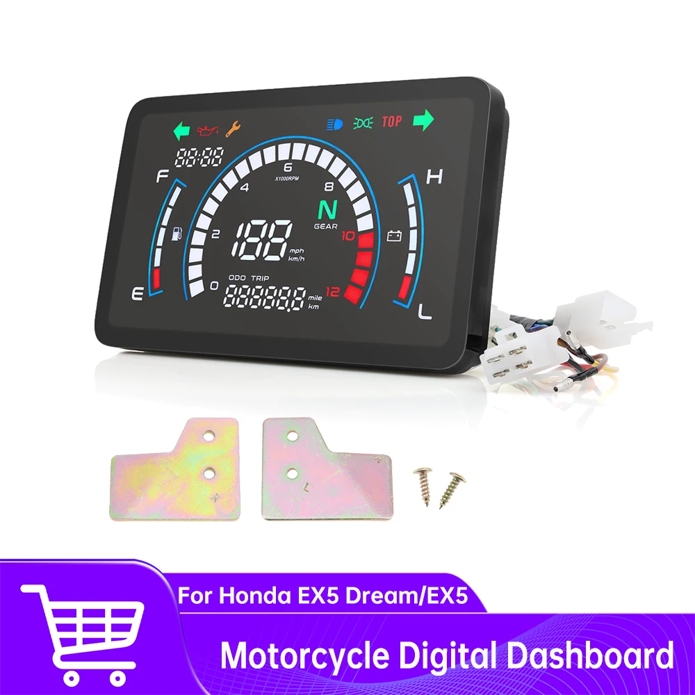 

For Honda EX5 Dream/EX5 Ipowed Motorcycle Speedometer LCD Odometer Digital Gauge with Voltage fuel gauge Dashboard