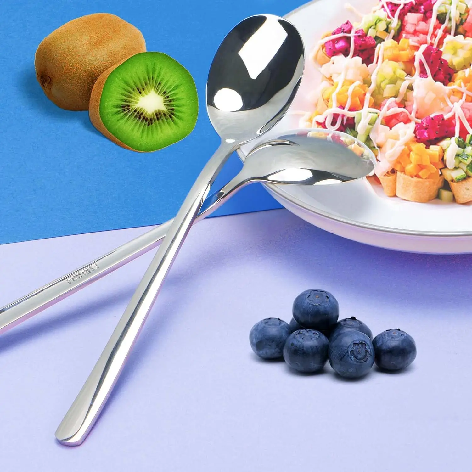 Korean Spoon, Stainless Steel Household Spoon, Korean Bibimbap, for Dessert, Ice Cream, Stirring, Cereal, Tea, Rice,for Homes