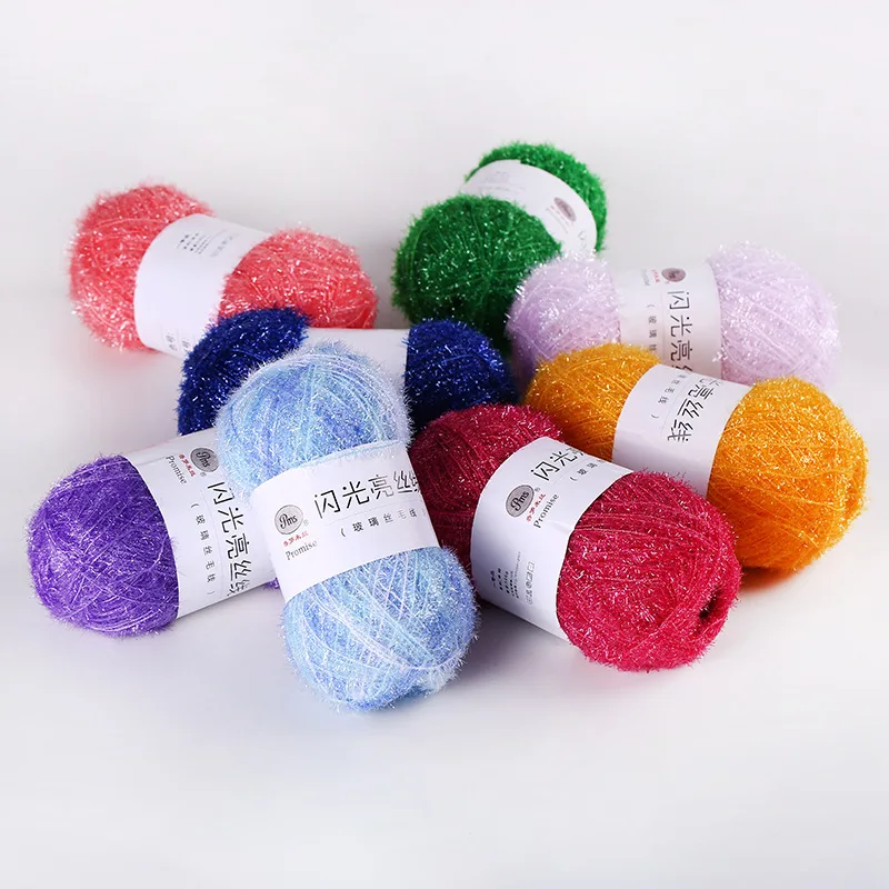 100M/Roll 50g Luxury Acrylic Yarn Hand Knitting Glass Silk Yarn Thread Hand Woven DIY Clothing Handmade Hat Bag Scarf