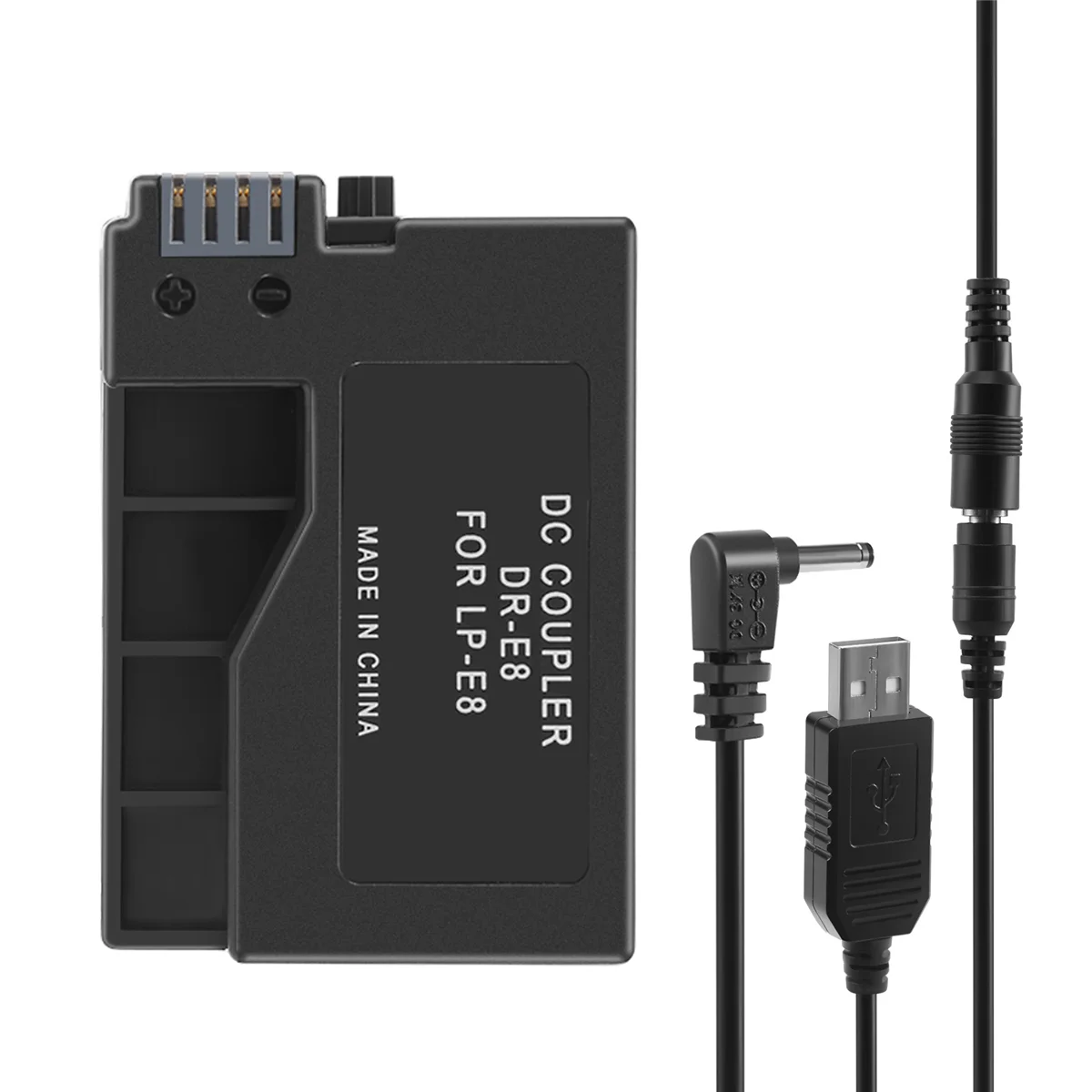 Trending -E8 Dummy Battery with DC Power Bank USB Adapter Cable Replacement for LP-E8 for 550D 600D 650D 700D DSLR Cameras