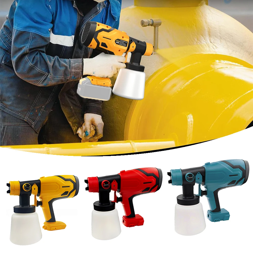 1L Cordless Electric Spray Gun High Power HVLP Paint Sprayer Auto Furniture Steel Coating Airbrush For Makita/Dewalt/Milwaukee