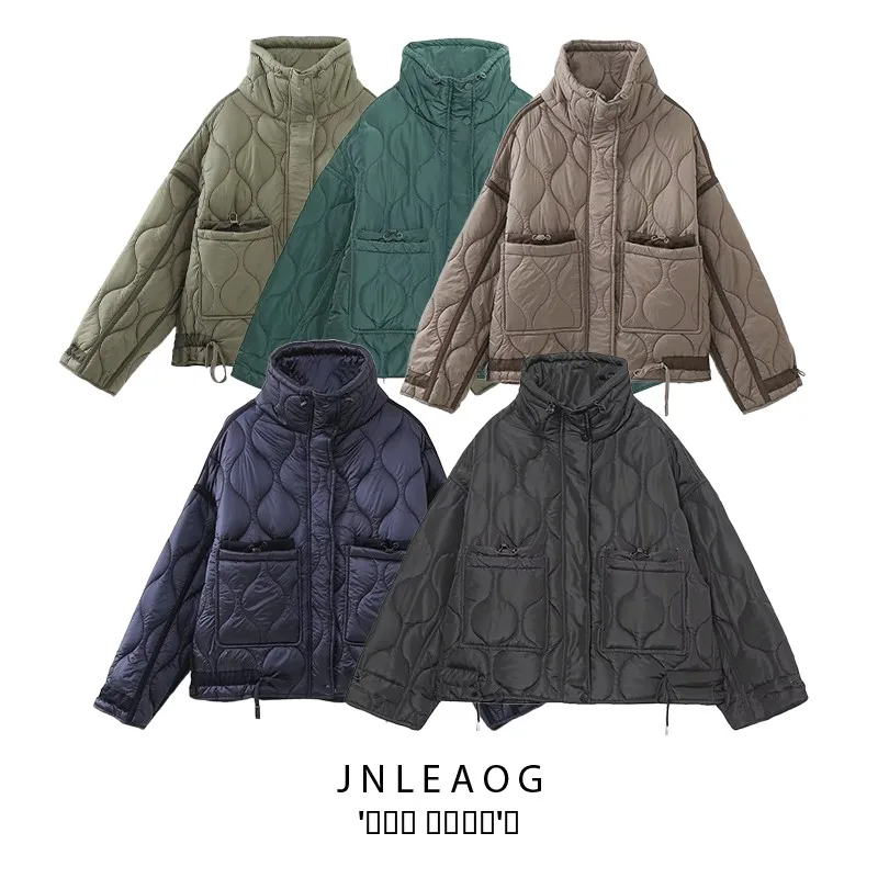 

Faionable Cotton Jaet Outerwear Street Sle Hooded Zipper Closure Long Sve round Ne Pure Color Women's Autumn New A...