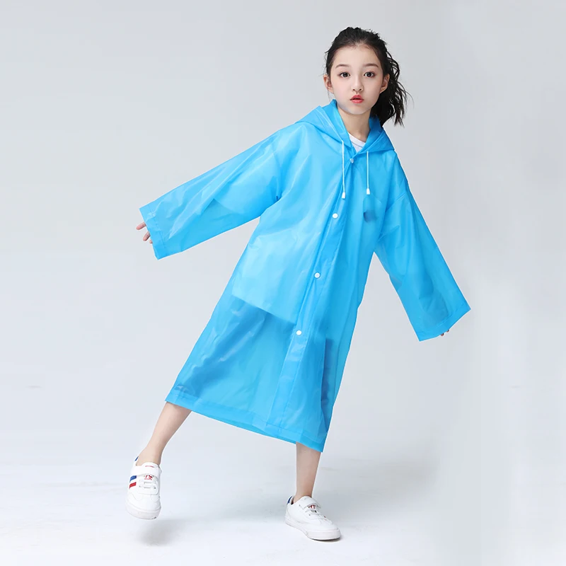 Kids Student Hooded Jacket Children Girl Boy Rain Coat Poncho Raincoat Cover Long Transparent Rainwear Waterproof Hooded