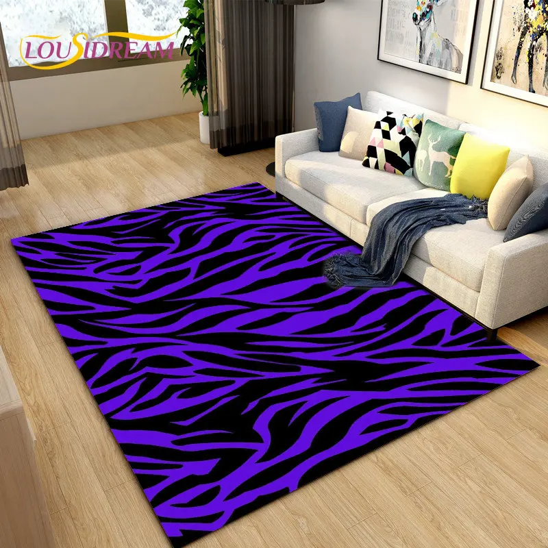 3D Color Series Zebra Pattern Area Rug Large,Carpet Rug for Living Room Bedroom Kitchen Doormat Decoration, Non-slip Floor Mat