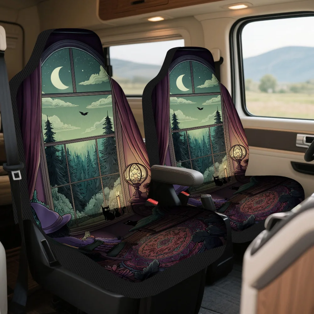 Set Of 2, Halloween Night Magic Inspired Car Covers – Premium Full Set Suitable For Most Vehicles, Universal Fit, Sturdy And Sty